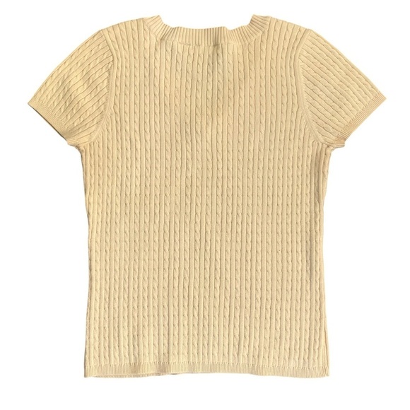 VTG Jeanne Pierre Cream Cable Knit Short Sleeve Sweater Sz S - Picture 2 of 5